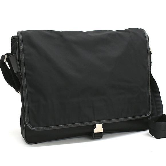 Prada Messenger Plate Nero Shoulder Nylon Bag Triangle Black Crossbody - Picture 1 of 8